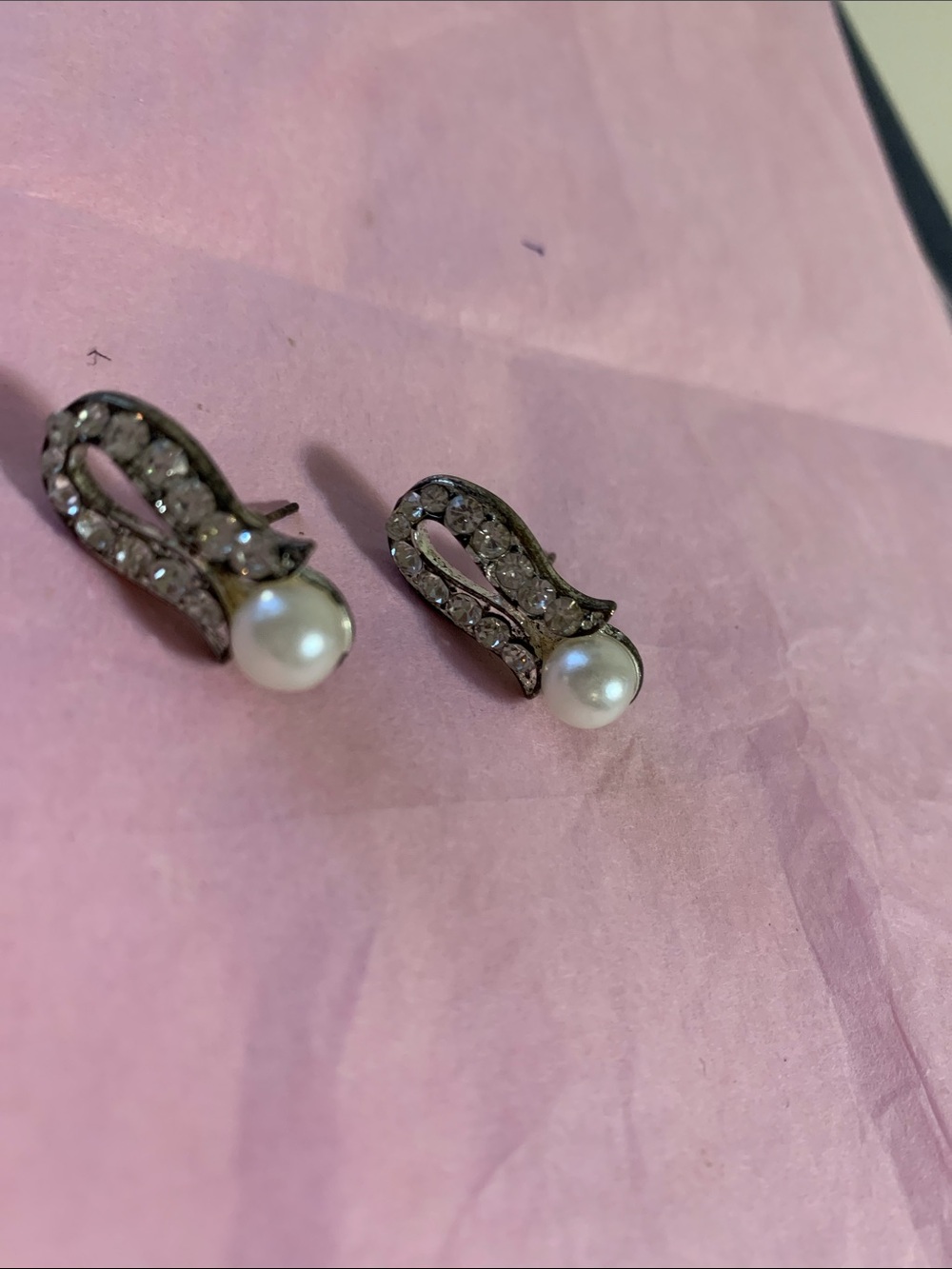 Classic Pearl and Crystal Stud Earrings - Silver Tone
